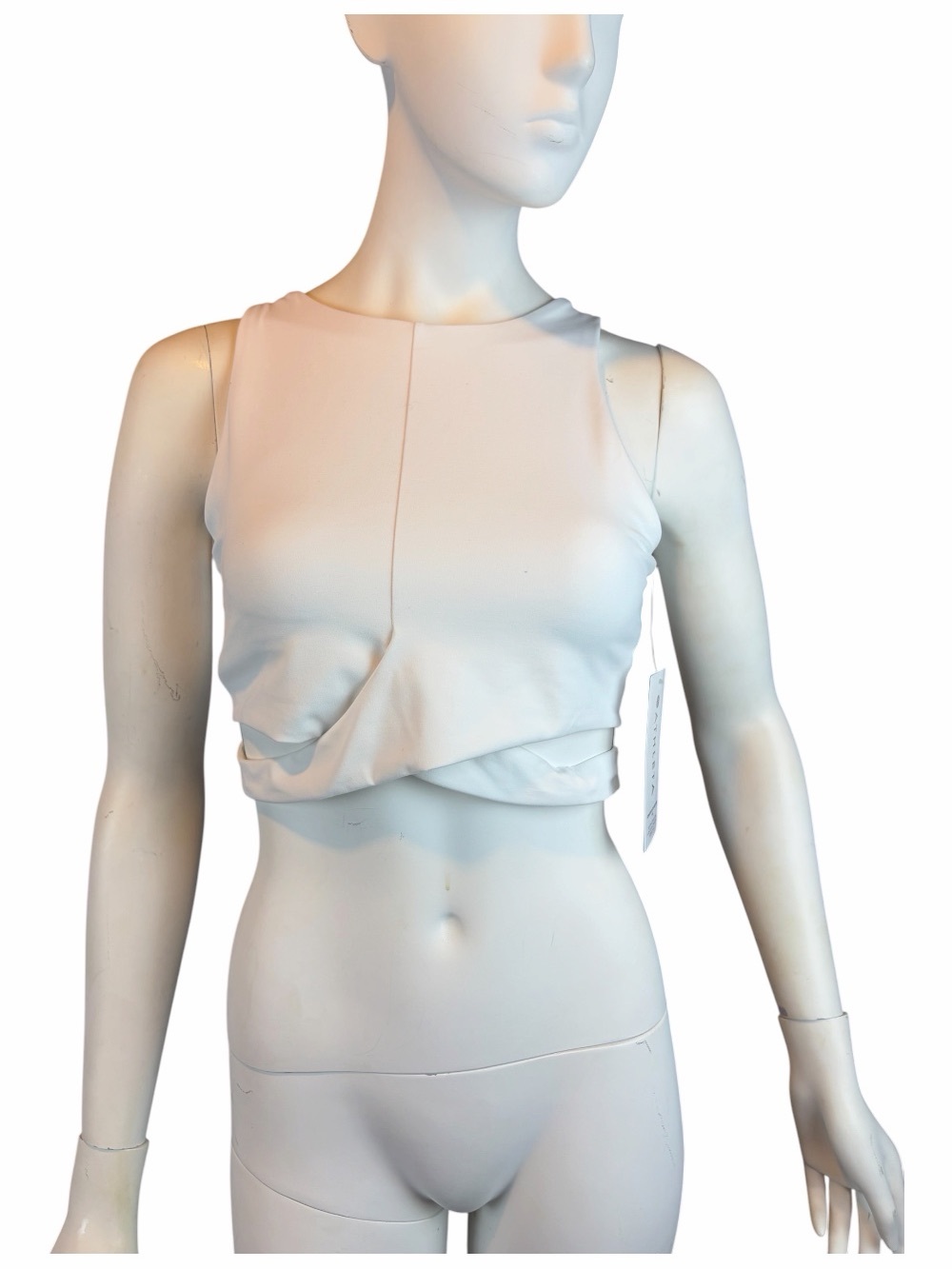 ATHLETA Conscious Cut Out Crop White Sports Bra Size Medium A-C Powervita NWT